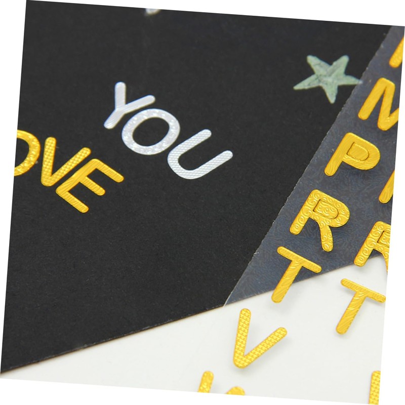 IWOWHERO 6 Sheets Decorative Scrapbook Stickers Hot Stamping Letters Numbers