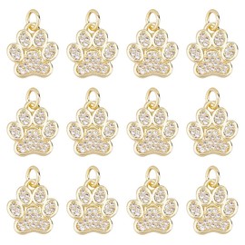 Hobbspring 12 Stück Anhänger Mit Katzen Und Hundepfotenabdruck 18 Karat Vergoldet Tierpfoten Anhänger Zirkonia Hundepfoten Anhänger Für Schmuck Halsketten Armbänder Herstellung von DIY Bastelarbeiten