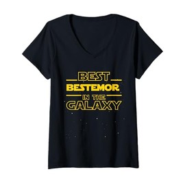 Womens Best Bestemor in The Galaxy | Grandma Norwegian Funny Gifts V-Neck T-Shirt