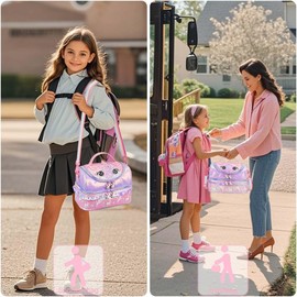 RHCPFOVR Kids Lunch Bag - Double - Decker Cooler Insulated Lunch Box for Boys Girls,Washable Lunch Bag and Reusable Toddler Lunchbox for School and Daycare