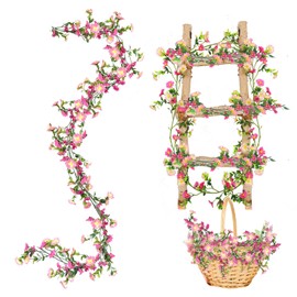 pangutheos Daisy Decoration Flower Garland Pink Silk Flowers Daisy Vine Garland with Green Leaves Artificial Flowers Hanging Vine for Wedding Arch Home Garden Party Wedding Decoration 2 m