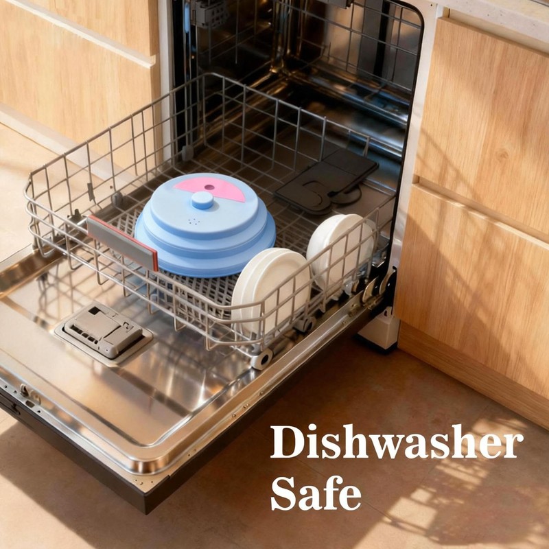10 Inch Collapsible Silicone Microwave Splatter Cover with Water Steamer,