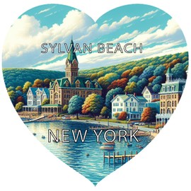 Sylvan Beach New York Souvenir Heart Design Vinyl Decal Sticker 2-Inch