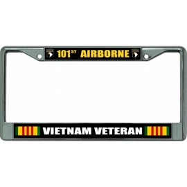 army 101st airborne vietnam veteran flag chrome license plate frame usa made
