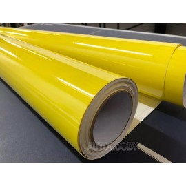 AUTOGOODY 120" x 60" Super Gloss Yellow Vinyl Film Wrap Sticker Air Bubble Free 10ft x 5ft