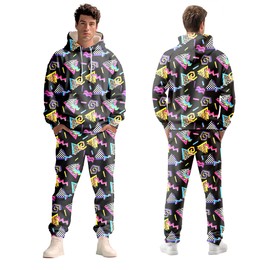 VUGOTU Men's 80s 90s Tracksuit Athletic Long Sleeve Hoodie Sweatsuit Jogging Suits 80s 90s Outfit for Men