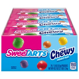 SweeTARTS Mini Chewy, Candy, Mixed Fruit, 1.8 oz, 24 count