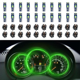 RGOAANC 20PCS T5 LED Lights for Car Dashboard, Dashboard Bulbs, T5 37 74 LED Bulb with Twist Lock Socket, Car Accessories Bright Light for Instrument Cluster Dashboard Panel Gauge Indicator (Green)