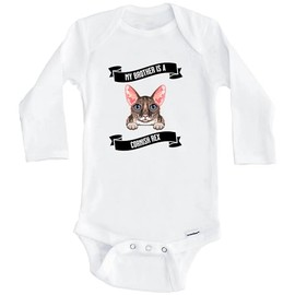 Really Awesome Shirts My Brother Is A Cornish Rex Cat Cute Kitten Baby Bodysuit (Long Sleeve), 0-3 Months White