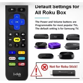 For Roku 1-Click Tech Replacement Remote Control (RT-U07H) for Roku TV, Express, Ultra