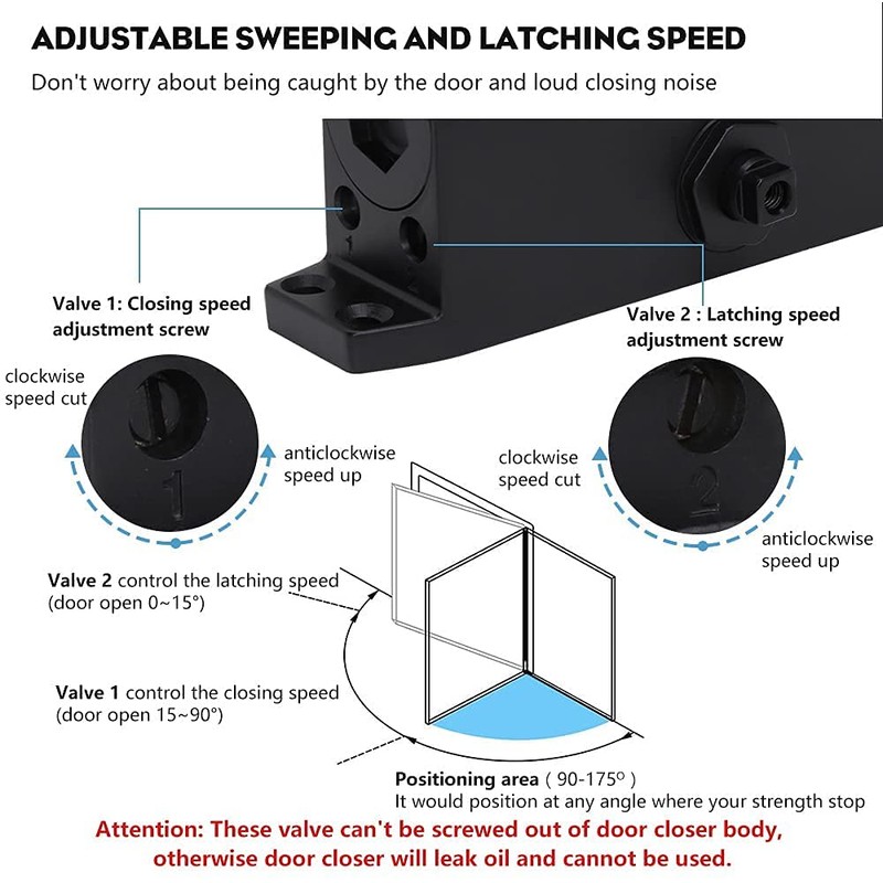 Marie Hold Open Door Closer Applies Regular,Top Jamb Mounting,Adjustable Automatic