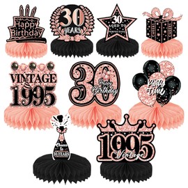 KiKiHong Pack of 9 30th Birthday Decoration, 30th Birthday Women Decoration, 30th Birthday Women, Honeycomb Centrepiece 30th Table Decoration Birthday for Birthday Party Decoration