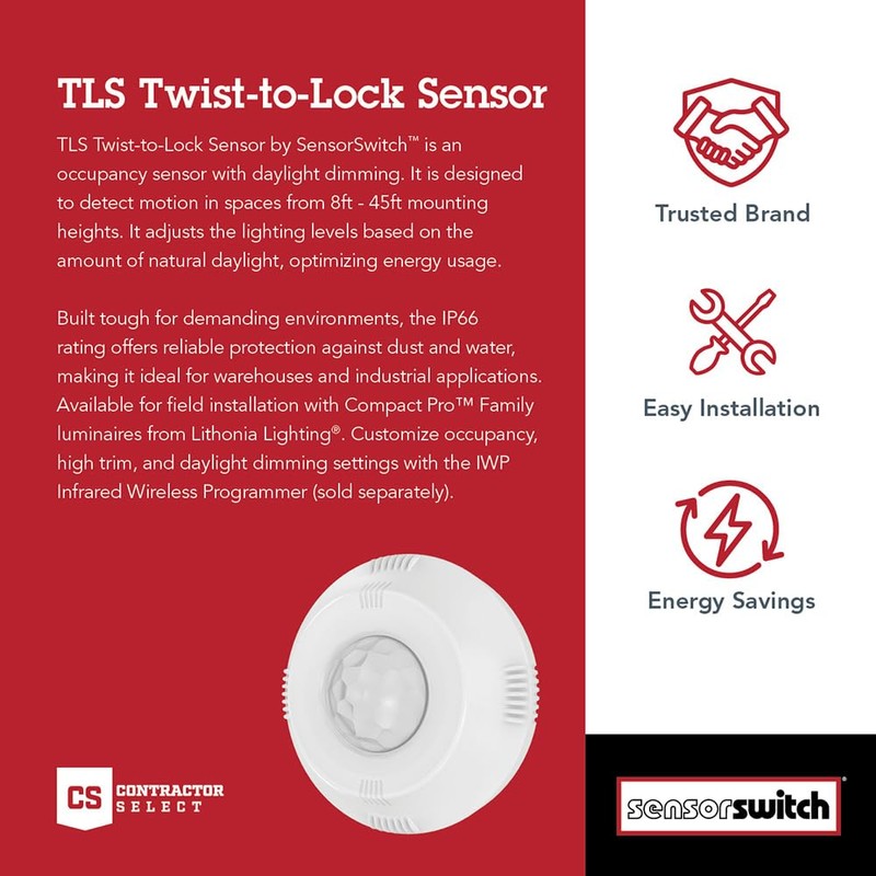 Sensor Switch Twist-to-Lock Motion Sensor, Easy to Install Daylight and