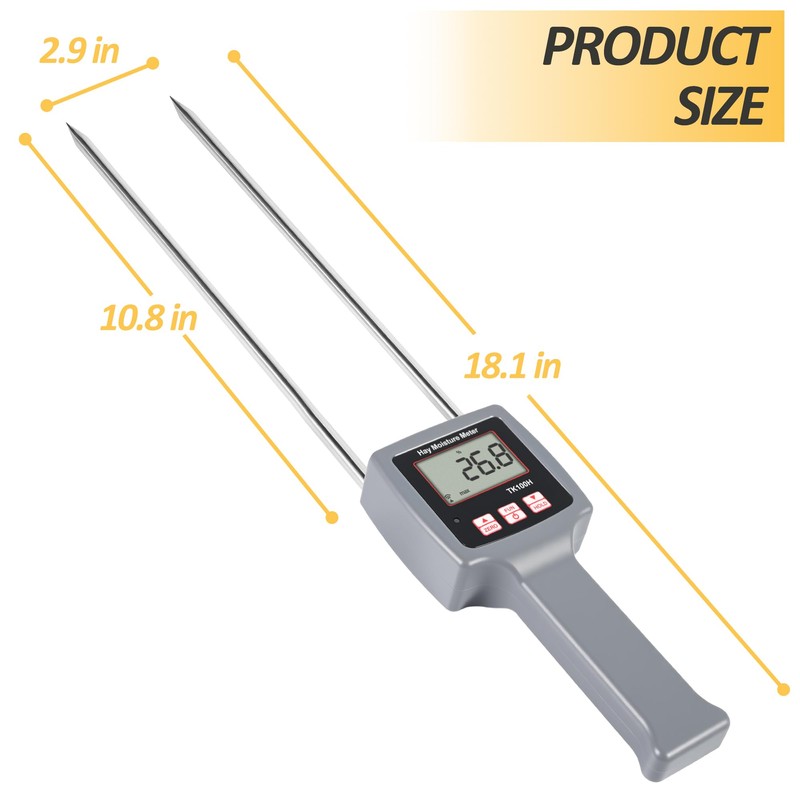Precision Hay Moisture Meter, TK100H Digital LCD Hay Bales Moisture