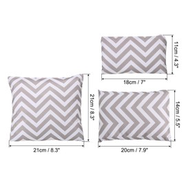 PATIKIL 3 Sizes Reusable Snack Bag Sandwich Bag, 1 Set/3Pcs Polyester Snack Sack Easy Open Zipper Washable Portable, Striped White