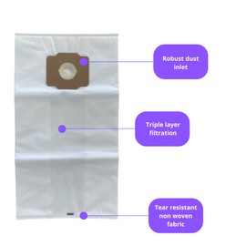 Central Vacuum Bags - Universal Fit for Beam, Electrolux, Eureka, Kenmore, Husky, Mastercraft, Nutone Broan, Nilfisk, and More, Durable Tear-Resistant Cloth Bags - 3 Pack