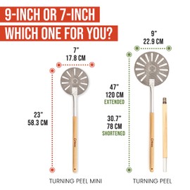 Chef Pomodoro Mini Pizza Turning Peel with Aluminum Handle for Easy Storage, 18cm (7-inch), Gourmet Luxury Turning Peel for Baking Homemade Pizza and Bread