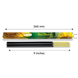 Flute Sunflower Incense Sticks - Square Pack of 200 Sticks - Fragrance for Fresh Morning Vibes, Bright Mornings, Good Vibes
