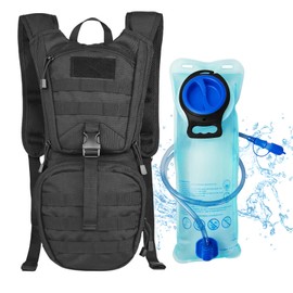 SMONT Tactical Molle Water Backpack Hydration Backpack Running Backpack Lightweight Hydration Backpack with 2.5L Water Bladder for Men Hiking Backpack Pack for Cycling Race Marathon Camping Black
