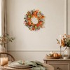 20 Inch Pre-Lit Pumpkin Fall Wreath for Front Door, 30