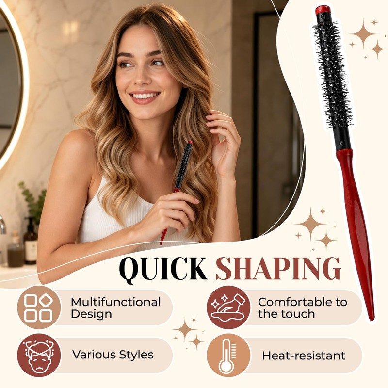 Small Round Hair Brush, 0.5in Mini Roller Brush