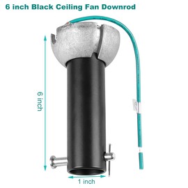 6 inch Black Ceiling Fan Downrod with Hanger Ball Assembly,1-inch OD,Non-Threaded Universal Downrod for Ceiling Fan With Hanger Pin Suitable for Multi-Brand Compatibility