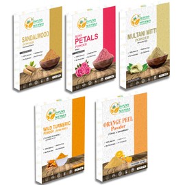 Herbs Botanica Skin Care Sampler Sandalwood, Rose Petal, Multani Mitti, Wild Turmeric & Orange Peel Powder for Face Mask & DIY Beauty Total 700g / 1.54 LB Natural Skin Care Kit