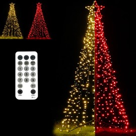 Outdoor Lighting Christmas Tree Lights 7.8Ft Cone Tall Star Topped Artificial Christmas Trees Arbol de Navidad Outside Decor for Xmas New Year Holiday WarmWhite/Red