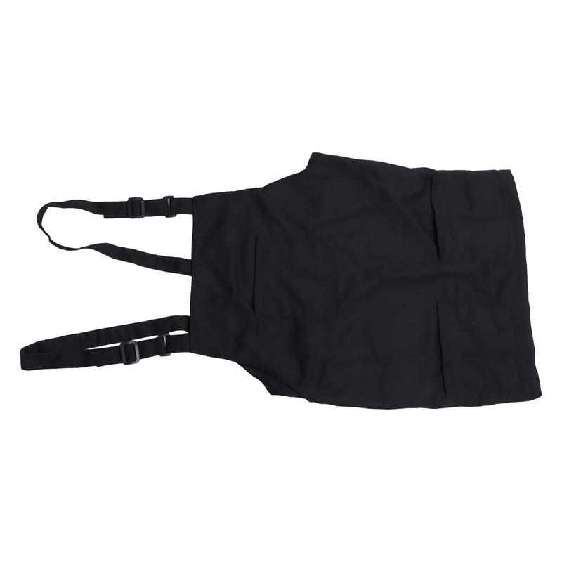 Kitchen Apron Black Apron Polyester Pockets Adjustable Strap Unisex Apron