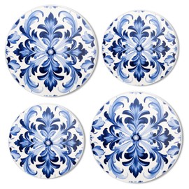Electric Stove Top Covers Set of 4 for Range Accessories, Intricate Blue and White Floral Pattern Gas Stove Top Covers for Expanding Counter Space Stovetop Decor
