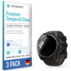 smartect TPU Screen Protector [Pack of 3, Clear] Compatible with Garmin Fenix 8 Solar 51 mm/Fenix 8 Amoled 51 mm, Covers the Whole Display, Screen Protector, Bubble-Free, Screen Protector Anti