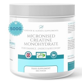 Micronised Creatine Monohydrate Powder (200 Mesh) 500g - 100 Servings - Pure Creatine Powder for Performance, Energy & Muscle Recovery - Clean Vegan