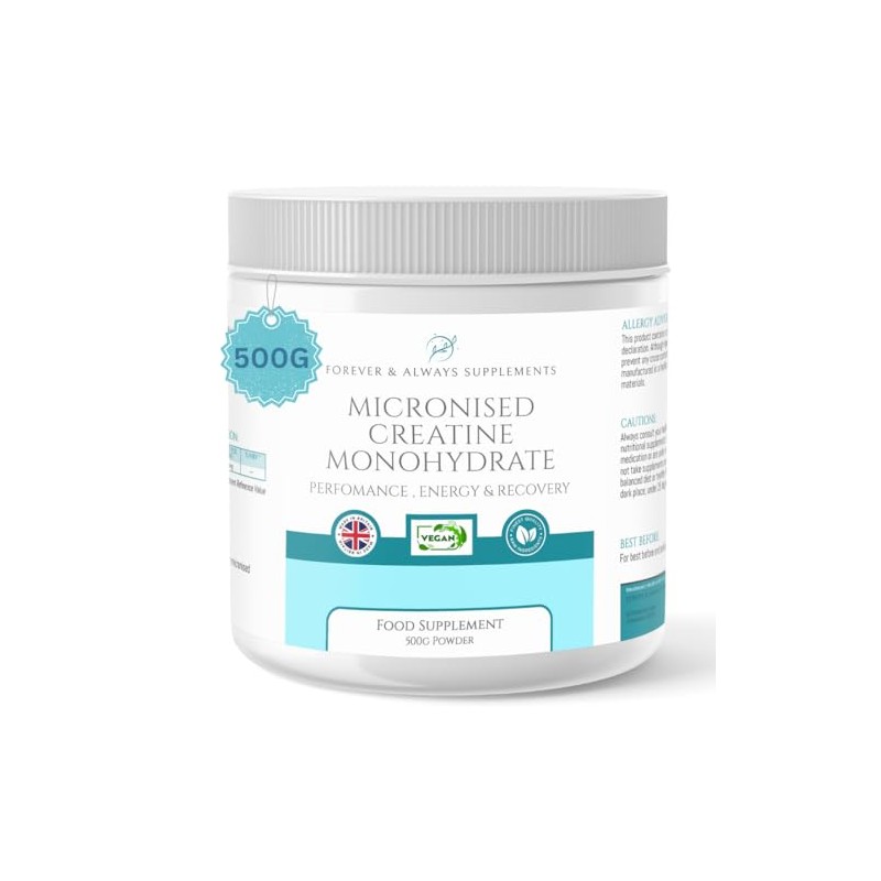 Micronised Creatine Monohydrate Powder (200 Mesh) 500g - 100 Servings