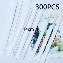 HsentimenH Pack of 300 Wooden Coffee Stirrers, Wooden Sticks, Coffee 14 cm Stirrers, Individually Wrapped, Coffee Sticks, Wooden Sticks for Stirring for Tea, Coffee, Hot and Cold Drinks