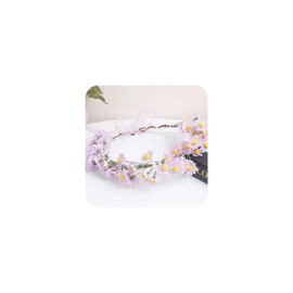 Flower Crown for Women, Floral Headband Women Headpiece Flower Hair Accessories for Weeding Bride Cosplay Party Festival Photos (Purple Yellow Daisy, Adjustable)