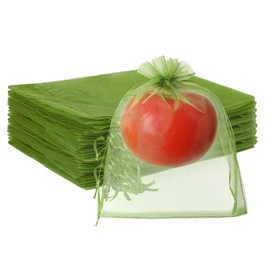 Fruit Protection Bags, Green Mesh Netting Bag, Drawstring Reusable 6X8Inch Protector for Veggies Tomato Grape Mango Blueberry Garden Strawberry