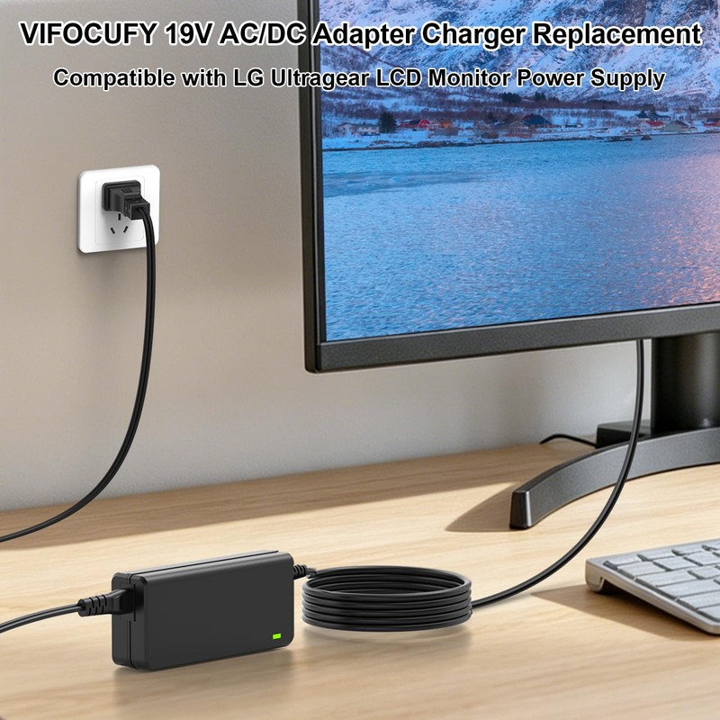 19V AC Adapter Charger for LG Ultragear Monitor 27GP850-B 27GP83B
