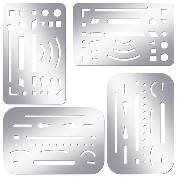 Bewudy 4 Pieces Stainless Steel Stencils Metal Pyrography Drawing Tools