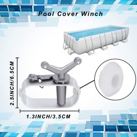 Podoy Winter Cover Cable Winch for Above Ground Swimming Pool Cover Round or Oval Swimming Pools Rust-Proof Aluminum Constructed Winch