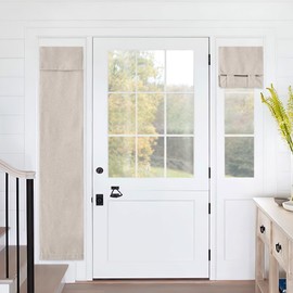 RYB HOME Sidelight Door Curtains, Thermal Insulated Linen Blend Window Curtains Full Privacy Assured Small Shade for Side/Patio Glass/Front/French Door, W12 x L69 inch, 1 Panel, Khaki