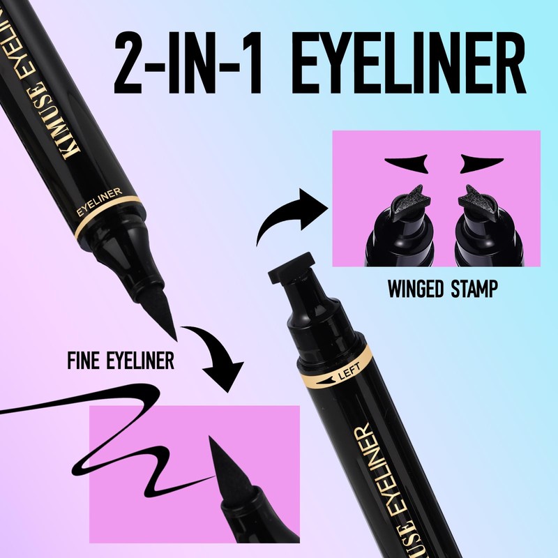 KIMUSE 2PCS Eyeliner Stamp, Wing Cat Eye Stamp, Waterproof Smudge