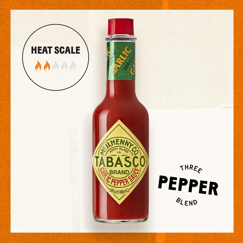 TABASCO Brand Cayenne Garlic Pepper Sauce, Mild Hot Sauce, Bulk