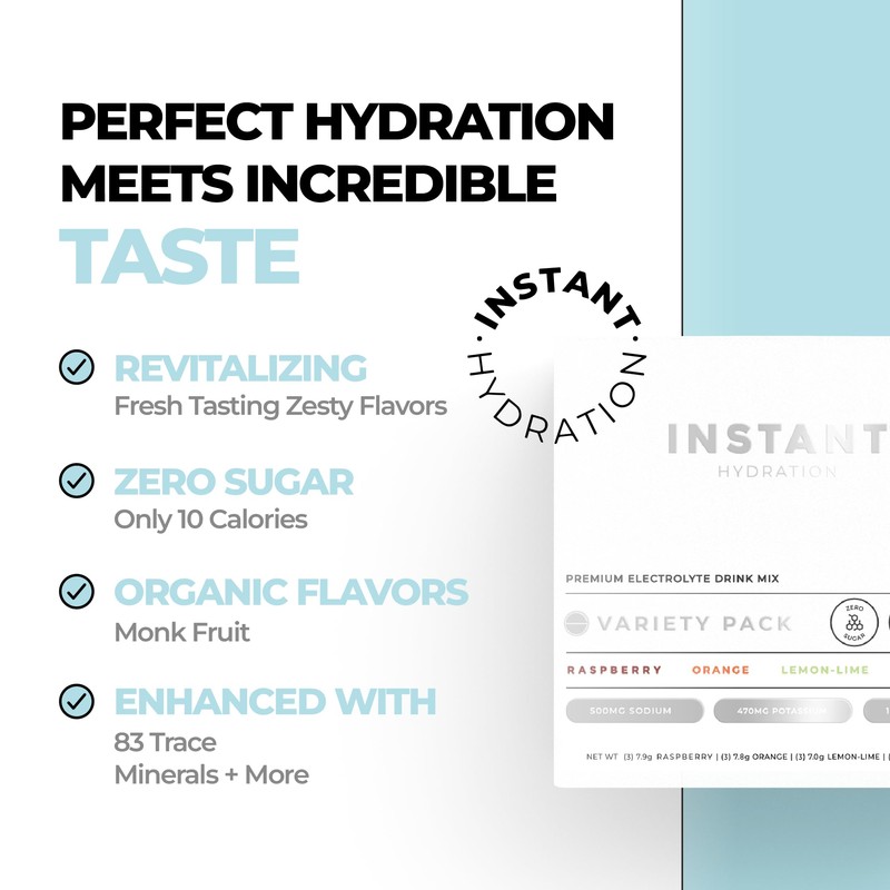 Instant Hydration Electrolytes Powder Packets - Variety Pack - Zero