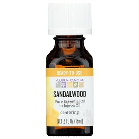 Aura Cacia Centering Sandalwood Pure Essential Oil, 0.5 Fluid Ounces (Pack of 1)