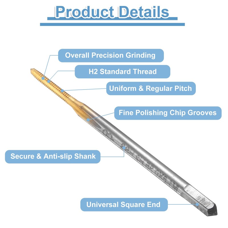 sourcing map 2pcs Straight Flute Thread Tap, M1.6 x 0.35