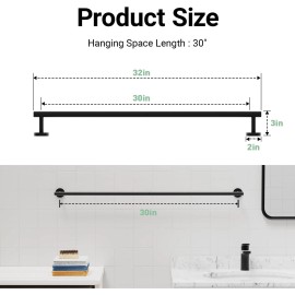 IOQ 30" Matte Black Towel Bar, Towel Rack for Bathroom Wall-Mounted Stainless Steel