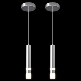 LIANGMH Modern Pendant Light Kitchen Fixture Dimmable LED Chrome Mini Pendant Lighting fo Kitchen Island Bedroom Bedside Table Small Pendant Lights (2-Pack)