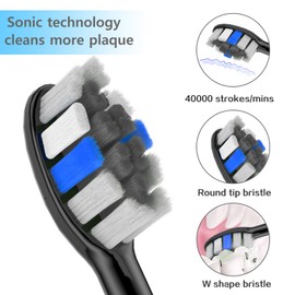 Lächen Replacement Brush Head, Fits All Smile Electric Toothbrushes, Pack of 4 (S131 Black)