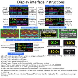 USB C Tester,KJ-KayJI 2 in 1 Tester Color Screen IPS Digital Multimeter(2024),Voltage,Cur,Pwr,Resistance,Elec,Temp,Capacity,Tme,Fast Charging,with USB Clip Cable Support PD2.0/PD3.0,QC2.0/QC3.0,BC1.2