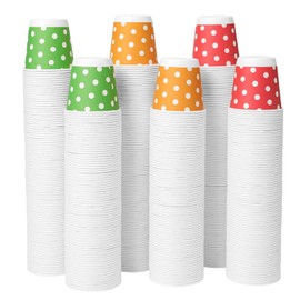 Tamone 600 Pack 3 oz Paper Cups, Small Bathroom Cups, Disposable Cups, Mini Paper Cups Dot Design, Red Cups, Green Cups, Yellow Cups, Mouthwash Cups for Party, Picnic, BBQ, Travel, Home and Event